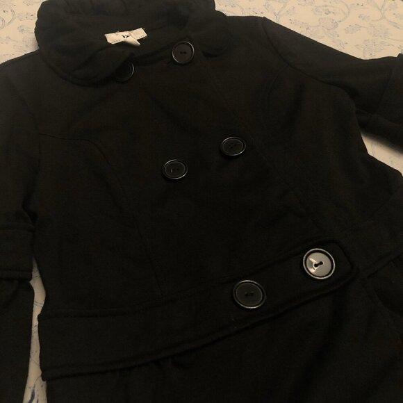 IZ Byer California Size M Girls Swing Jacket 3/4 Sleeve Peter Pan Collar Black - Picture 7 of 16
